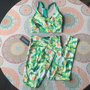 🔥💋NWT Wildfox Sweat 2pcs Set S Green Palm Leaf & Pineapples🍍